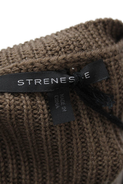 Strenesse Womens Wool Knit Round Neck Short Sleeve Mid-Calf Dress Brown Size 10