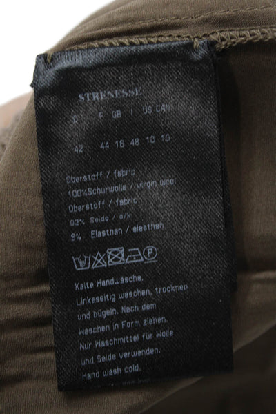 Strenesse Womens Wool Knit Round Neck Short Sleeve Mid-Calf Dress Brown Size 10