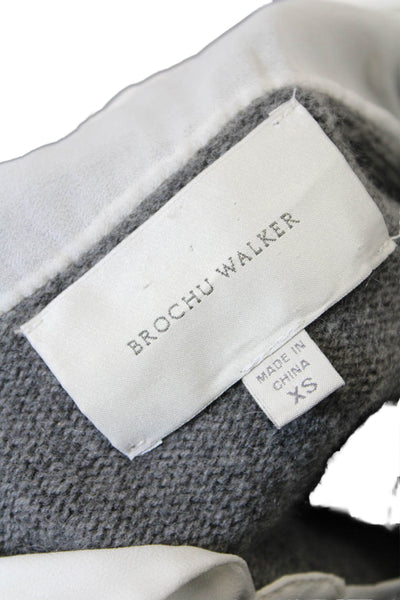 Brochu Walker Womens Long Sleeve Collared Layered Sweater Gray White Size XS