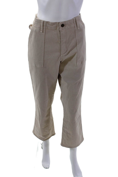 Anthropologie Womens Cotton Mid-Rise 4 Pocket Straight Leg Pants Beige Size 32