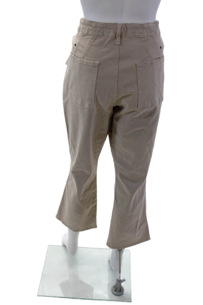 Anthropologie Womens Cotton Mid-Rise 4 Pocket Straight Leg Pants Beige Size 32