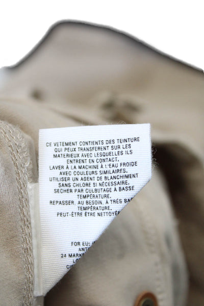 Anthropologie Womens Cotton Mid-Rise 4 Pocket Straight Leg Pants Beige Size 32