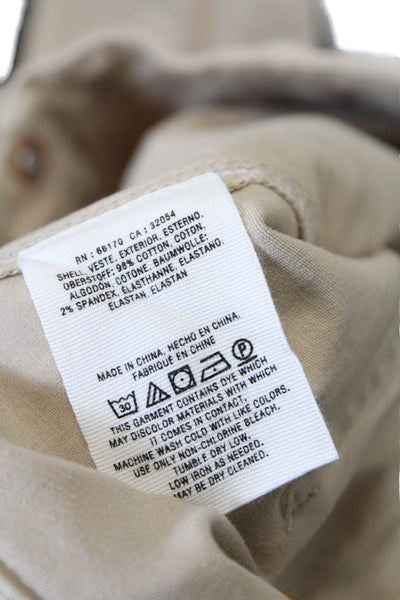 Anthropologie Womens Cotton Mid-Rise 4 Pocket Straight Leg Pants Beige Size 32