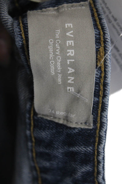 Everlane Womens Cotton Curvy Cheeky Medium Wash Straight Jeans Blue Size 24
