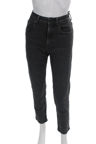 Everlane Womens Cotton Zippered Curvy Cheeky Straight Jeans Black Size 24