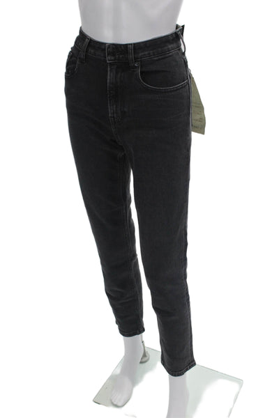 Everlane Womens Cotton Zippered Curvy Cheeky Straight Jeans Black Size 24