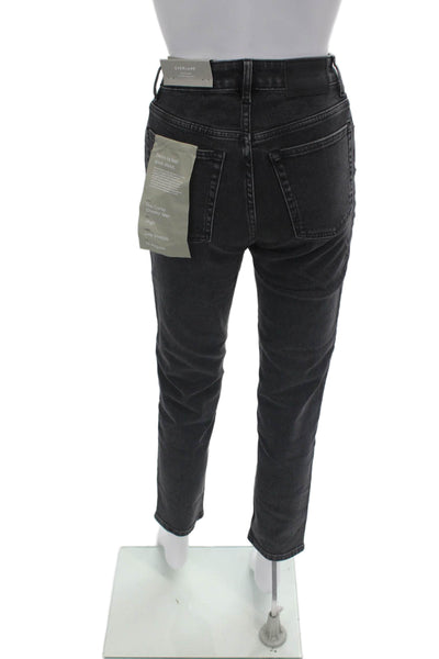 Everlane Womens Cotton Zippered Curvy Cheeky Straight Jeans Black Size 24