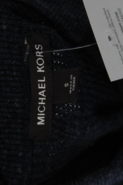 Michael Kors Womens Cotton Full Zip Long Sleeve Sweater Top Dark Blue Size S