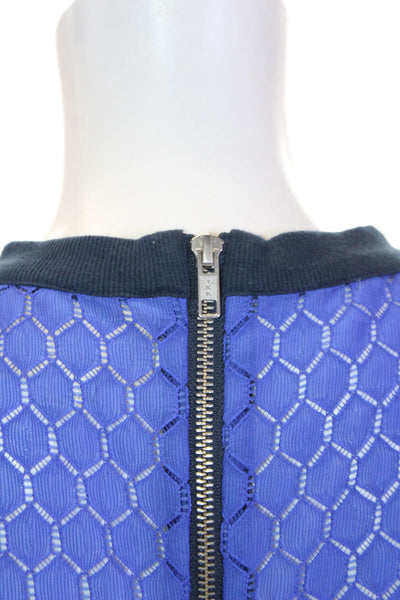 Band Of Outsiders Womens Silk Crew Neck Short Sleeves Blouse Navy Blue Size 1