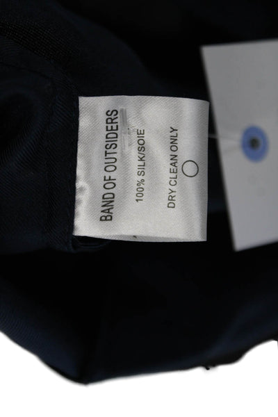 Band Of Outsiders Womens Silk Crew Neck Short Sleeves Blouse Navy Blue Size 1