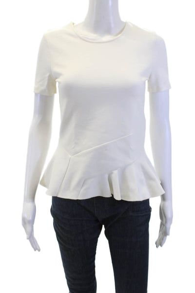 J Crew Womens Short Sleeves Peplum Blouse White Cotton Size Extra Extra Small