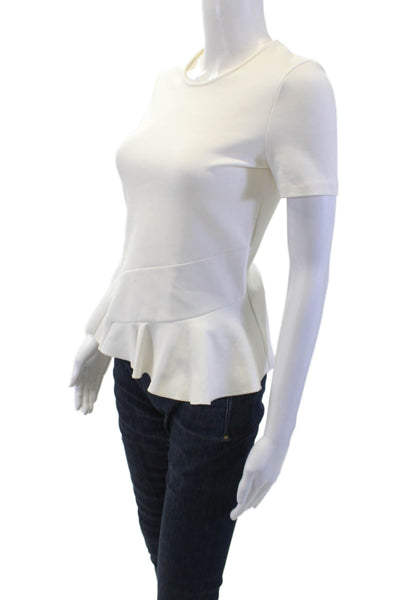 J Crew Womens Short Sleeves Peplum Blouse White Cotton Size Extra Extra Small