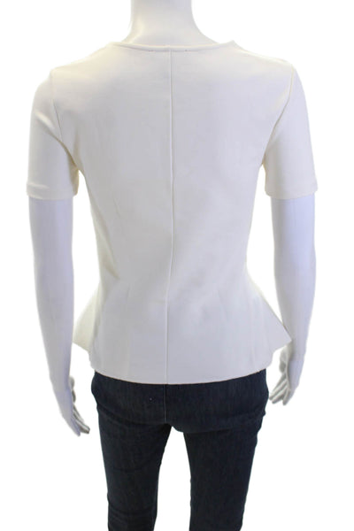 J Crew Womens Short Sleeves Peplum Blouse White Cotton Size Extra Extra Small