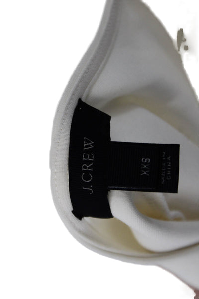 J Crew Womens Short Sleeves Peplum Blouse White Cotton Size Extra Extra Small