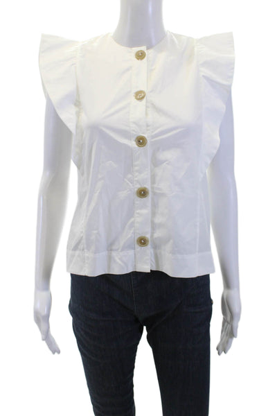 J Crew Womens Short Sleeves Peplum Blouse White Cotton Size Extra Extra Small