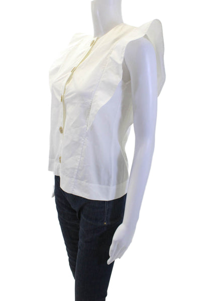 J Crew Womens Short Sleeves Peplum Blouse White Cotton Size Extra Extra Small