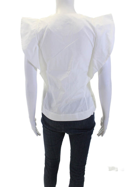 J Crew Womens Short Sleeves Peplum Blouse White Cotton Size Extra Extra Small