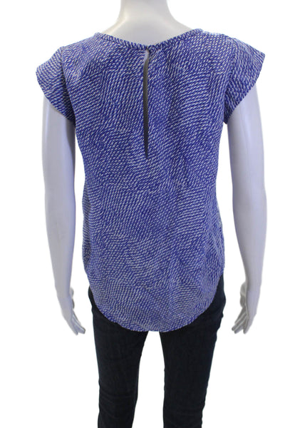 Joie Womens Silk Abstract Print Blouse Blue White Size Extra Extra Small