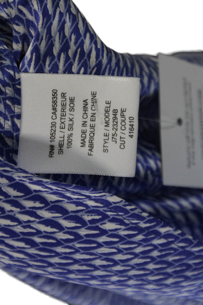 Joie Womens Silk Abstract Print Blouse Blue White Size Extra Extra Small