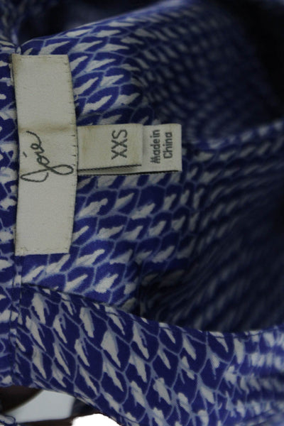 Joie Womens Silk Abstract Print Blouse Blue White Size Extra Extra Small