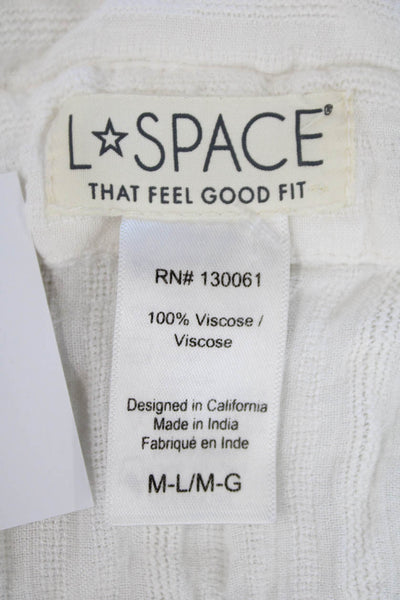 L Space Women's Short Sleeves Slit Hem Tunic Button Up Shirt Cream Size M