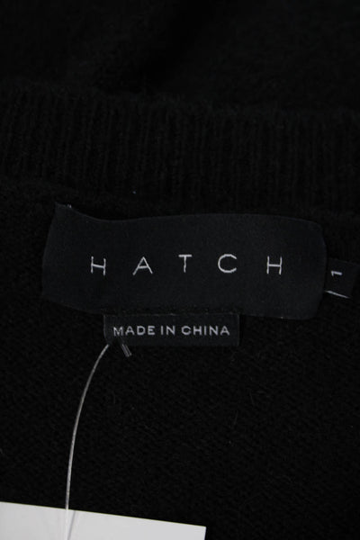 Hatch Womens Short Sleeve Crew Neck Knit Pocket Shirt Dress Black Size 1