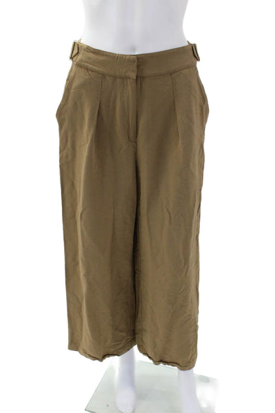 Intermix Womens High Rise Pleated Wide Leg Pants Brown Size 4
