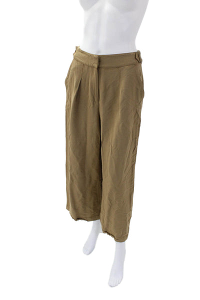 Intermix Womens High Rise Pleated Wide Leg Pants Brown Size 4