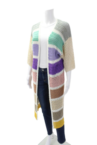 Anthropologie Womens Open Front 3/4 Sleeve Cardigan Sweater Top Multicolor Sz OS