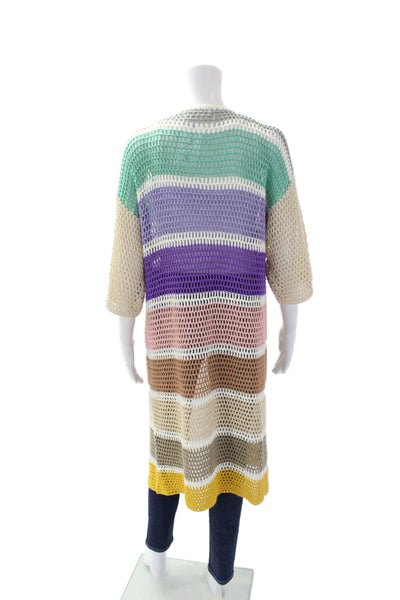 Anthropologie Womens Open Front 3/4 Sleeve Cardigan Sweater Top Multicolor Sz OS