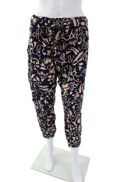 HEI Womens Lightweight Abstract Graphic Print Cropped Lounge Pants Blue Size L