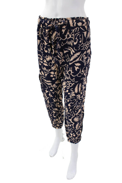 HEI Womens Lightweight Abstract Graphic Print Cropped Lounge Pants Blue Size L