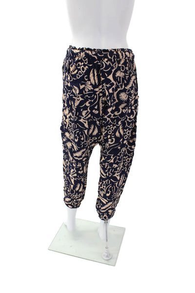 HEI Womens Lightweight Abstract Graphic Print Cropped Lounge Pants Blue Size L