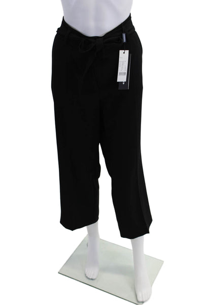 Cambio Womens Zippered High-Rise Tied Straight Cropped Pants Black Size 10
