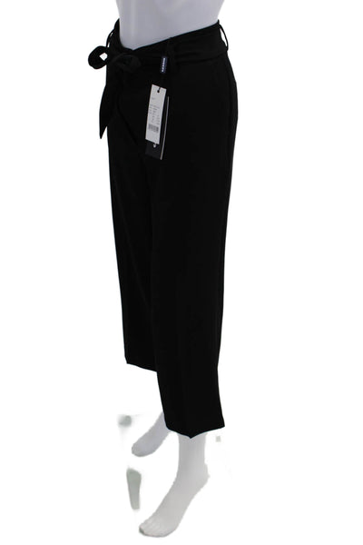 Cambio Womens Zippered High-Rise Tied Straight Cropped Pants Black Size 10
