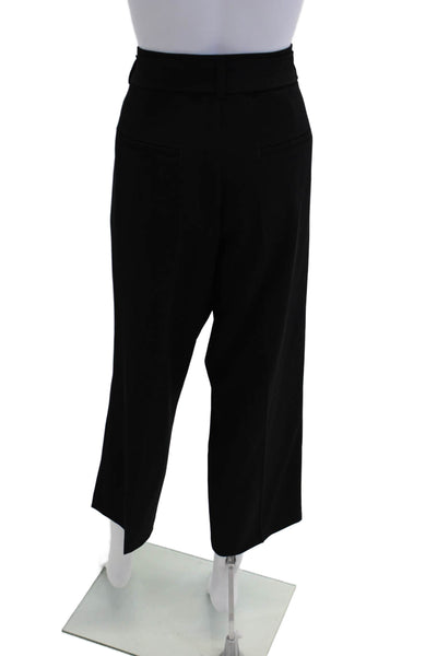 Cambio Womens Zippered High-Rise Tied Straight Cropped Pants Black Size 10