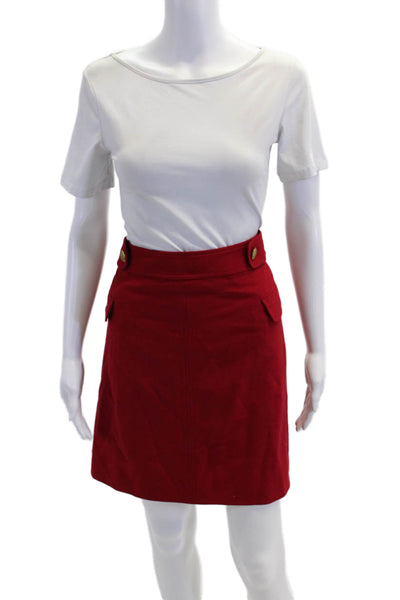 Brooks Brothers Red Fleece Womens Wool Straight Knee Length Skirt Red Size 12