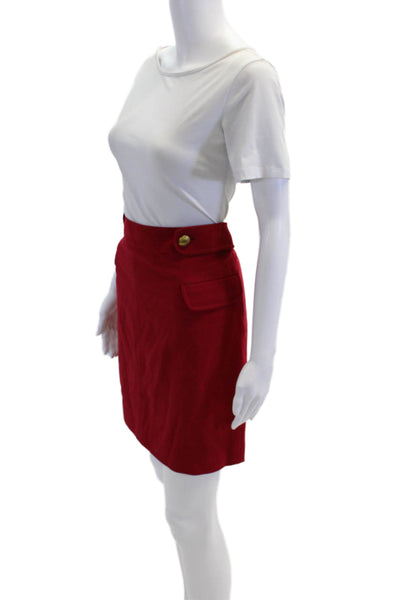 Brooks Brothers Red Fleece Womens Wool Straight Knee Length Skirt Red Size 12