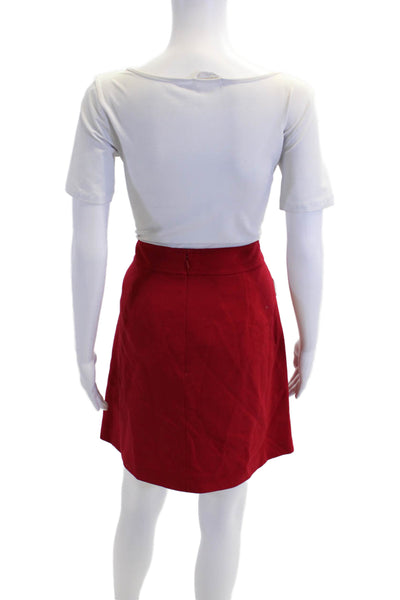 Brooks Brothers Red Fleece Womens Wool Straight Knee Length Skirt Red Size 12