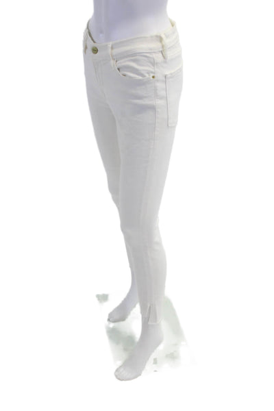 Frame Denim Womens Cotton Zippered Mid-Rise Skinny Denim Jeans White Size 28