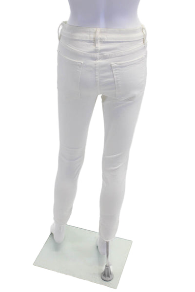 Frame Denim Womens Cotton Zippered Mid-Rise Skinny Denim Jeans White Size 28