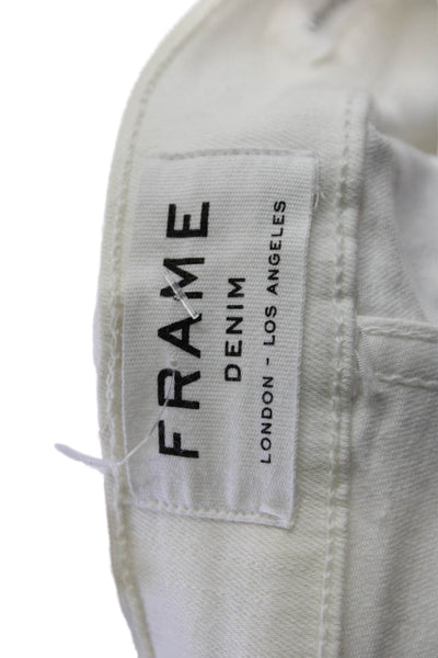 Frame Denim Womens Cotton Zippered Mid-Rise Skinny Denim Jeans White Size 28