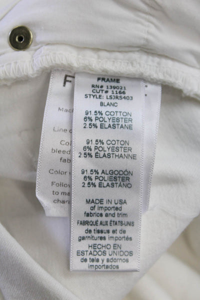 Frame Denim Womens Cotton Zippered Mid-Rise Skinny Denim Jeans White Size 28