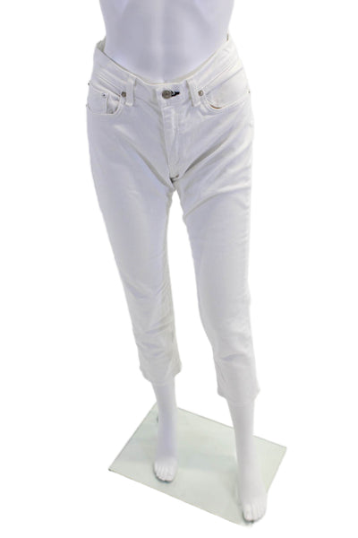 Rag & Bone Jean Womens Cotton Mid-Rise Tapered Denim Jeans White Size 30
