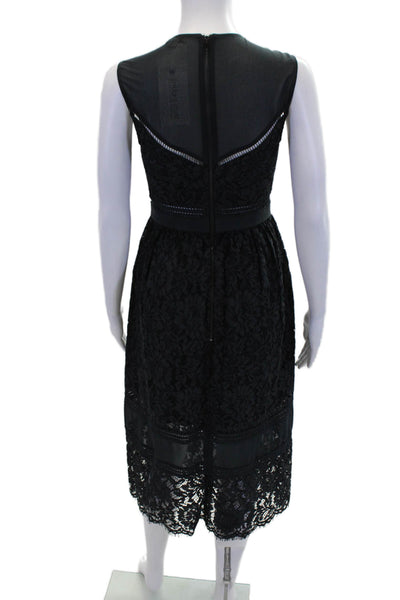 Whistles Womens Floral Print Lace Mid-Calf Length A-Line Dress Navy Blue Size 6