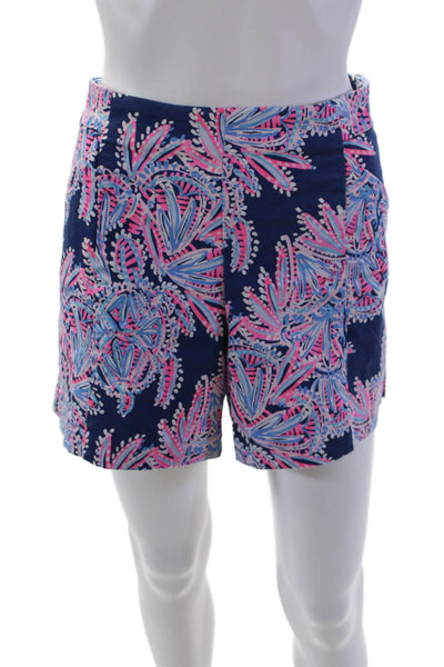 Lilly Pulitzer Womens Side ZIp Mid Rise Abstract Shorts Navy Pink Cotton Size 12