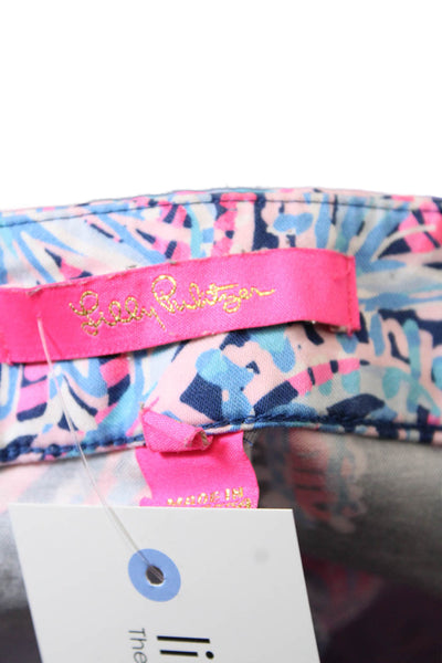 Lilly Pulitzer Womens Side ZIp Mid Rise Abstract Shorts Navy Pink Cotton Size 12