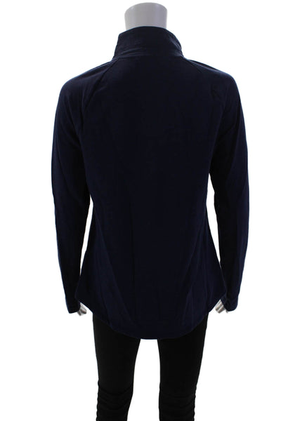 Lilly Pulitzer Womens Long Sleeve Half Zip Pocket Shirt Navy Cotton Size Small
