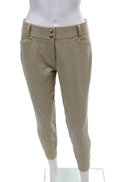 Ariat Womens Cotton Zip Pleated Lined Casual Straight Leg Pants Khaki Size EUR 4