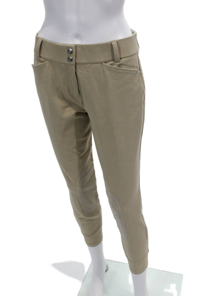 Ariat Womens Cotton Zip Pleated Lined Casual Straight Leg Pants Khaki Size EUR 4